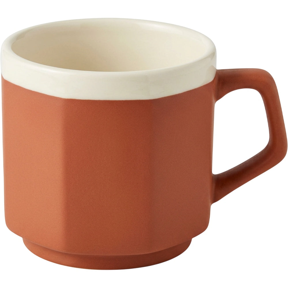 Wvkfn Octagonal Footed Ceramic Coffee Mug 11 oz Terracotta Ivory - Product view