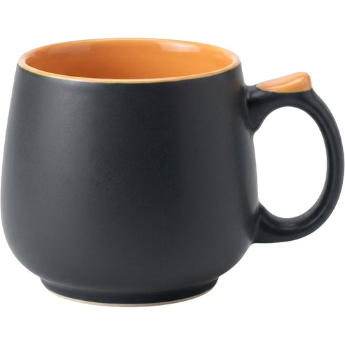 Wvkfn Wide Belly Thumb-Rest Ceramic Coffee Mug 16 oz Charcoal Apricot - Product view